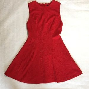 Red formal dress with lace pattern